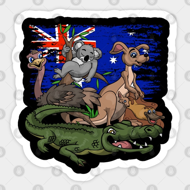 Australia Aussie Kangaroo Koala Bear Ostrich Crocodile Sticker by ShirtsShirtsndmoreShirts